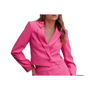 NEW EXPRESS Gum Pop Pink One Button Crop Blazer Jacket Small